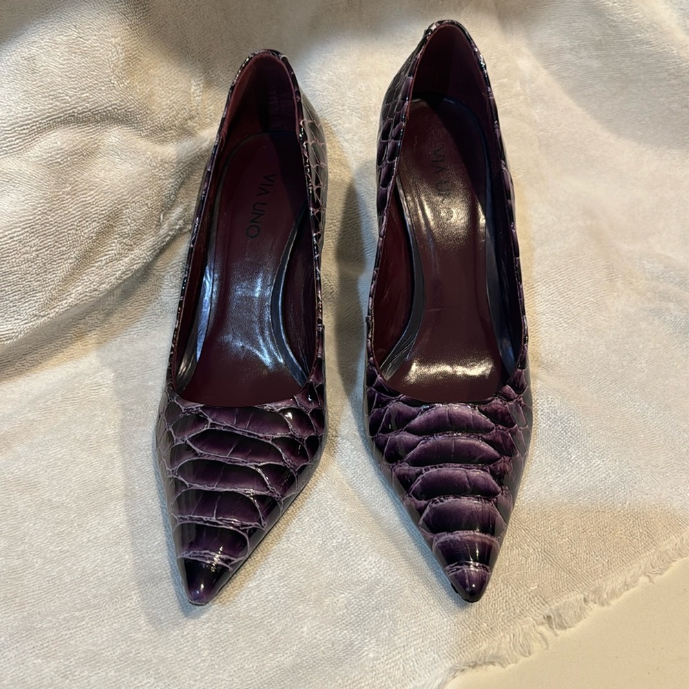 Purple crocodile heels